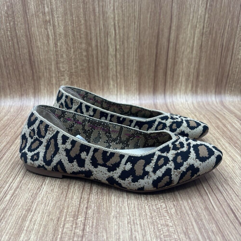 Skechers Cleo Claw-Some Memory Foam Leopard‎ Pointed Toe Ballet Flats Womens 6.5